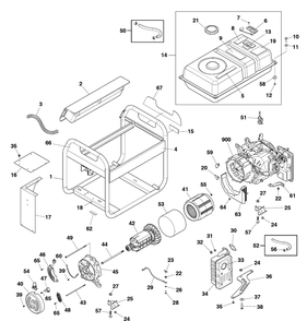 Main Unit Diagram and Parts List for 030737-00  Briggs and Stratton Generator